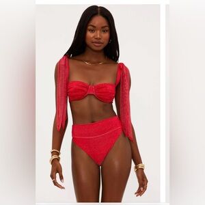 Beach Riot Drea Top and Highway Bottom Red Hot Shine NWT size M-L